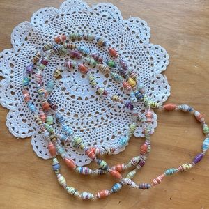 3/$25 Handmade Multicolored Paper Bead Layered Necklace